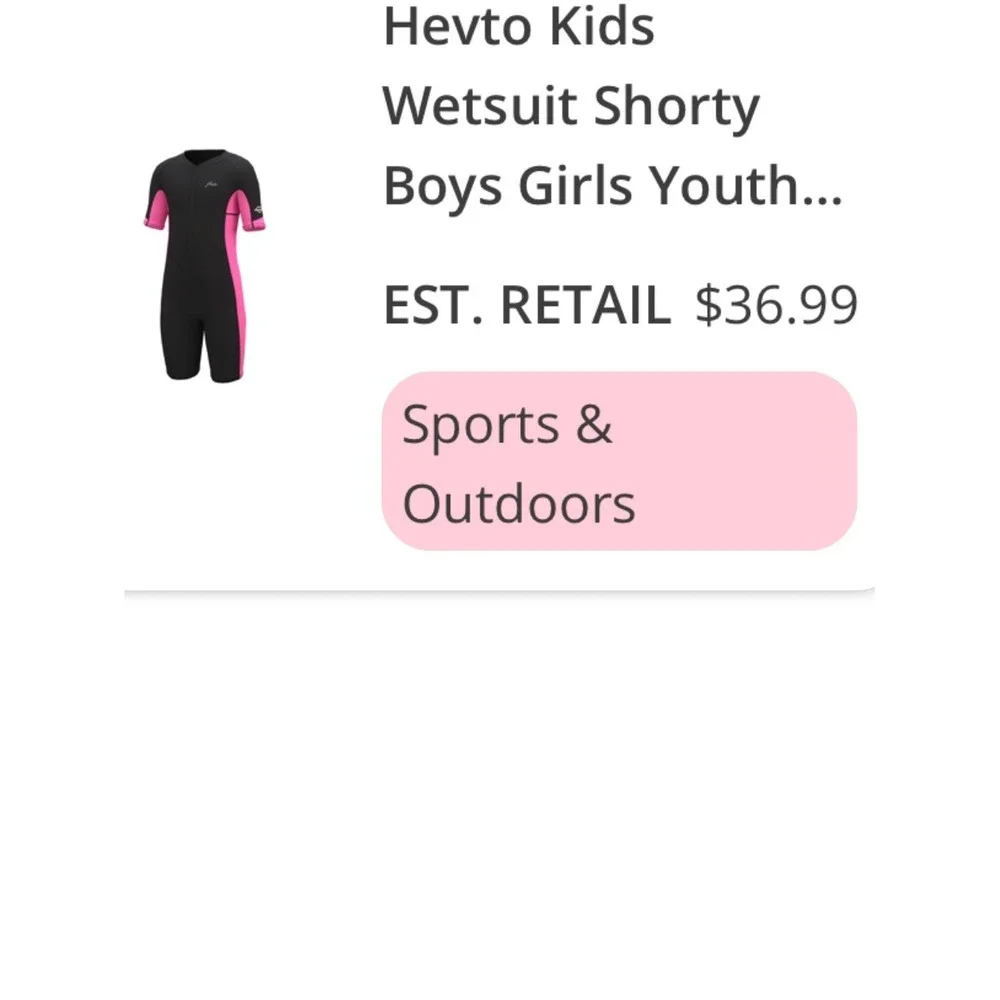 Hevto Wetsuit Shorty Kids Size 6 Black Pink Excellent 2mm Neoprene Front Zip